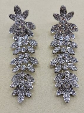Rhinestone Drop Earrings • Better Costume Jewels • Pierced • Brand New